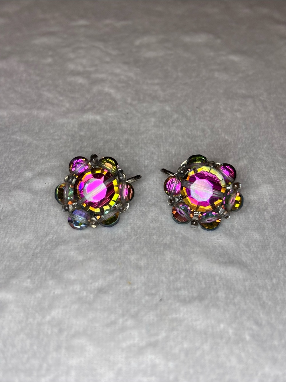 Vintage Jonne by Schrager Watermelon Rhinestone Clip On Earrings